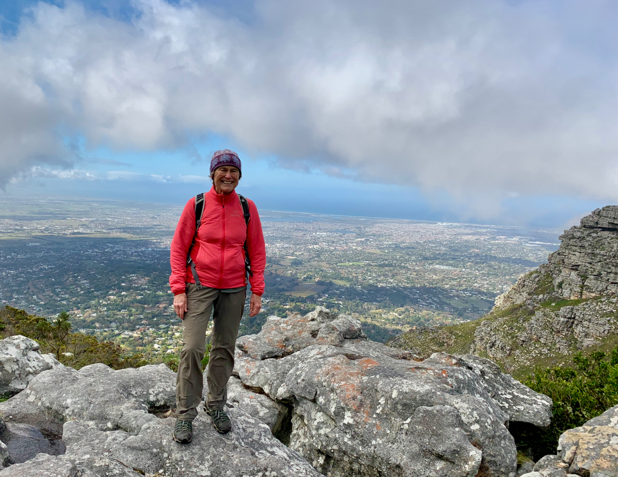 Me on top of Table Mountain with the S suburbs of Capetown below